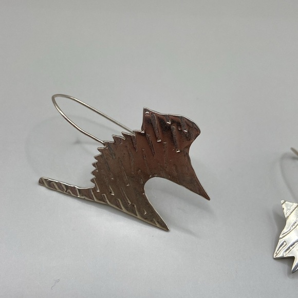 Etched Silver Cat and Dog Earrings - Picture 3 of 5